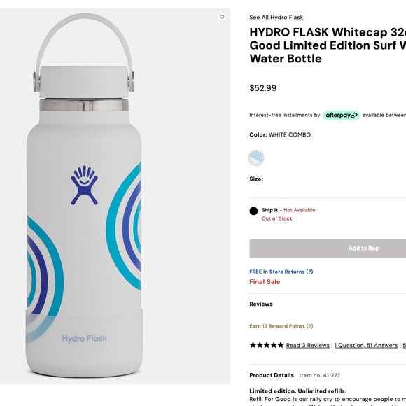 Hydro Flask Dining Hydro Flask 32oz Limited Edition Refillforgood hydro-flask-dining-hydro-flask-32oz-limited-edition-refillforgood